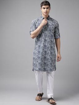 See Designs - Men Blue Regular Pathani Printed Men's Kurta