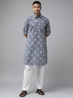 See Designs - Men Indigo Regular Pathani Printed Men's Kurta