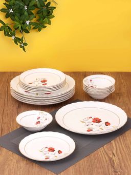 CLAY CRAFT - Fine Ceramic Flower Printed Dinner Set - 18 Pieces