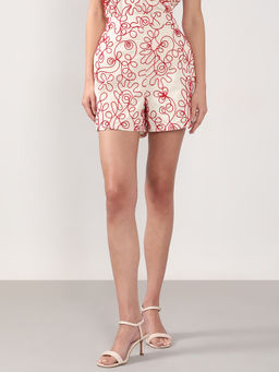 VERO MODA - Red Embroidered Shorts