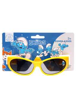 Stol'N - Yellow Uv Protected Oval Smurfs Sunglass with Hard Case (3-12 Years)