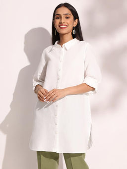 Fabindia - White Linen Collar Tunic