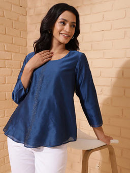 Fabindia - Blue Embroidered Top