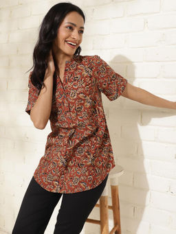 Fabindia - Red Cotton Printed Top