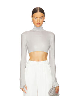 Norma Kamali - Cropped Slim Fit Long Sleeve Turtleneck Top