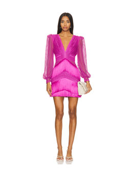 Patbo - Long Sleeve Fringe Mini Dress