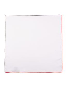 The Tie Hub - Fountain Solid White Pocket Square With Black and Red Border