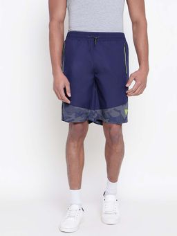 Guess - Men Navy Blue Colorblock Loose Fit Shorts