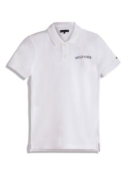 Tommy Hilfiger - White Boys Solid Regular Fit Cotton Polo T-Shirt