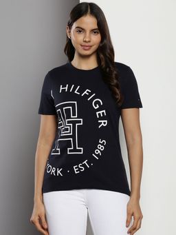 Tommy Hilfiger - Navy Blue Logo Regular Fit Cotton T-Shirt