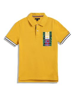 Tommy Hilfiger - Yellow Boys Logo Regular Fit Cotton Polo T-Shirt
