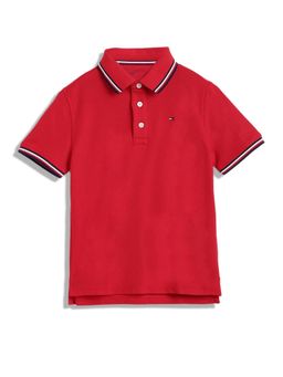 Tommy Hilfiger - Boys Solid Regular Fit Cotton Polo T-Shirt
