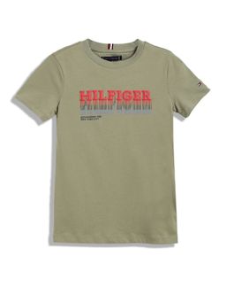 Tommy Hilfiger - Green Boys Logo Regular Fit Cotton T-Shirt