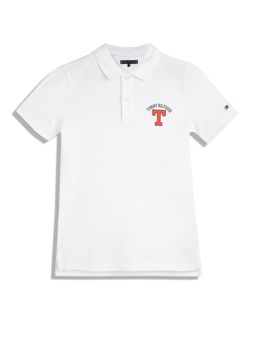 Tommy Hilfiger - White Boys Logo Regular Fit Cotton Polo T-Shirt