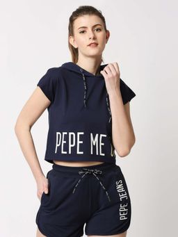 Pepe Jeans - Women Navy Blue Printed T-Shirt