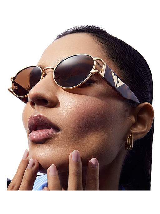 Buy Vincent Chase by Lenskart Gold Tortoise Brown Full Rim Round