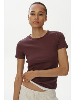 H&M - Women Purple Ribbed T-Shirt