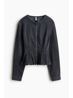 H&M - Women Black Denim Peplum Blouse