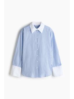 H&M - Women Blue Cotton Poplin Shirt