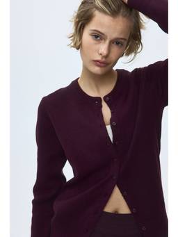 H&M - Women Red Textured-Knit Cardigan