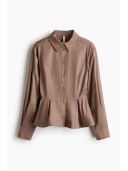 H&M - Women Beige Poplin Peplum Shirt