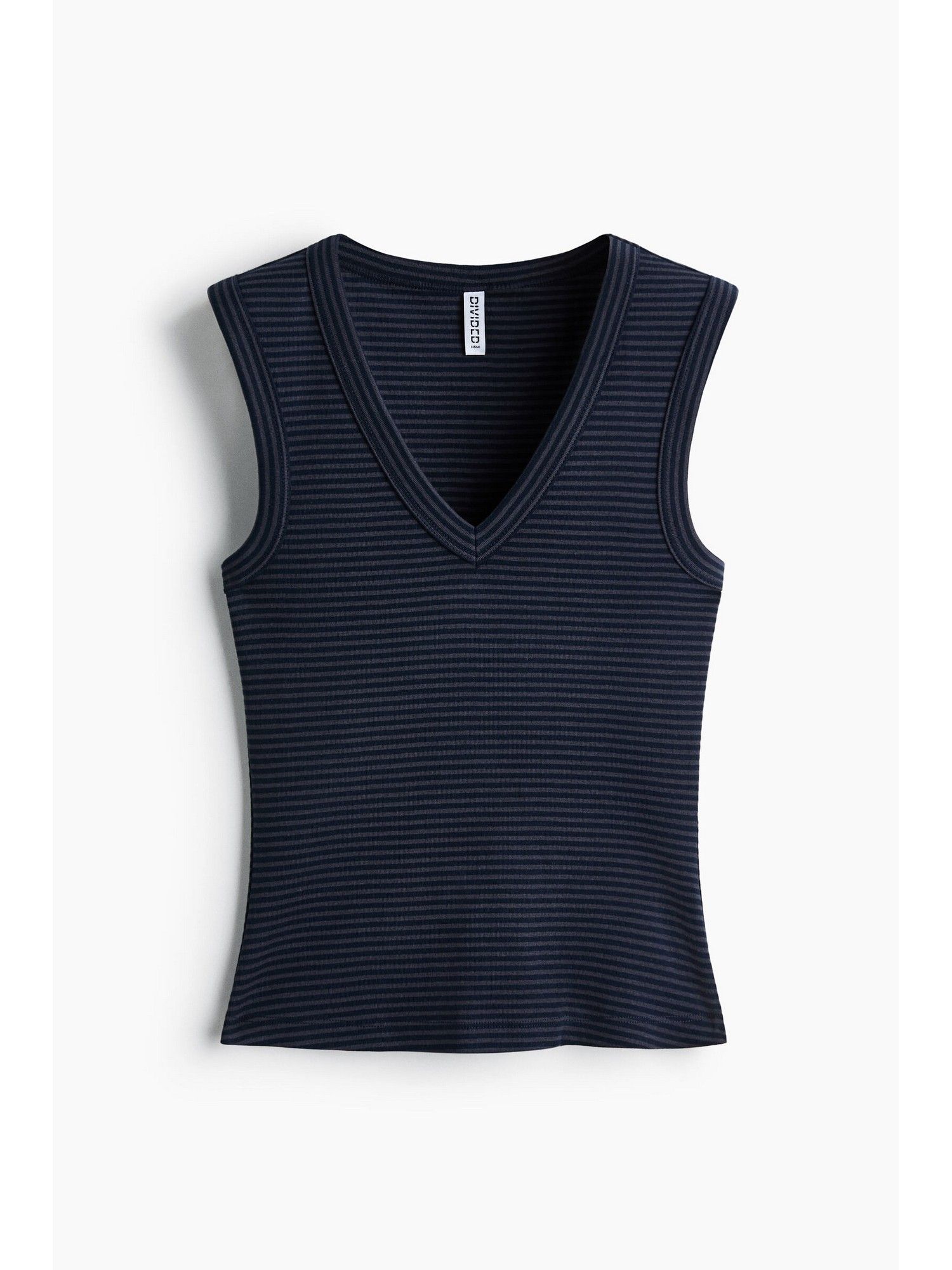 h&m Women Blue Ribbed V-Neck Vest Top-picture-12