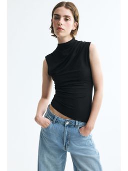 H&M - Women Black Draped Asymmetric Top