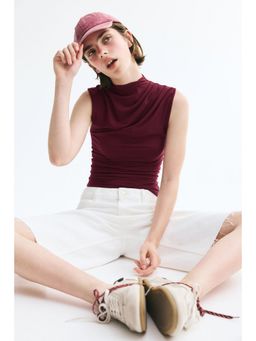H&M - Women Red Draped Asymmetric Top