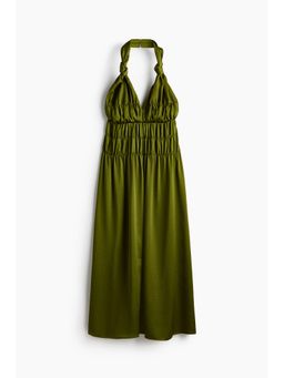 H&M - Women Green Gathered Halter Neck Dress
