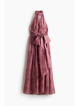 H&M - Women Multi-Color Tie-Detail Halter Neck Dress