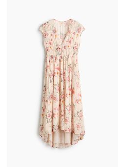 H&M - Women Beige Ruched Cap-Sleeved Dress