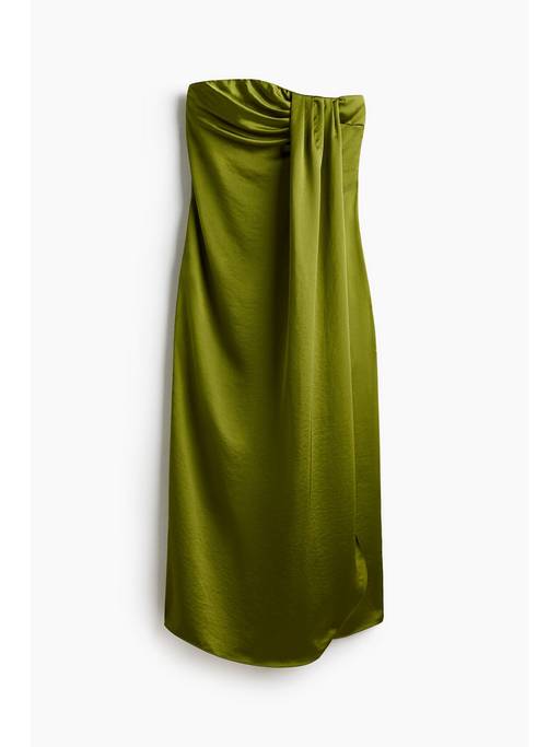 Buy H&M Women Green Satin Bandeau Dress (XS) Online