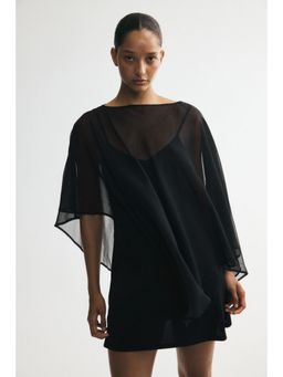 H&M - Women Black Layered Dual-Fabric Dress
