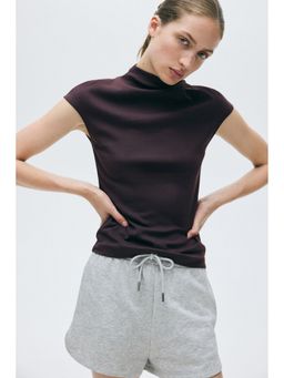 H&M - Women Purple Stand-Collar Jersey Top