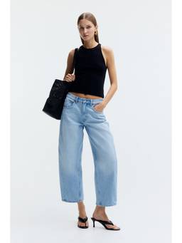 H&M - Women Blue Barrel Regular Waist Ankle Jeans