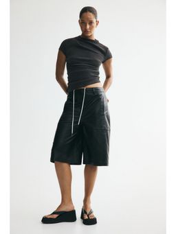 H&M - Women Black Crinkled Asymmetric Top