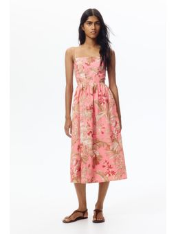 H&M - Women Pink Flared-Skirt Cotton Dress