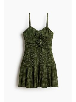H&M - Women Green Ruched Mesh Strappy Dress