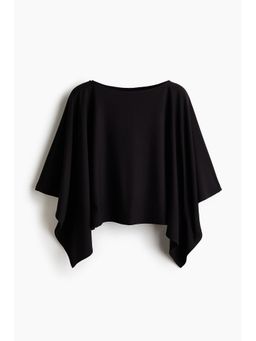 H&M - Women Black Viscose-Blend Cape Sleeves Top