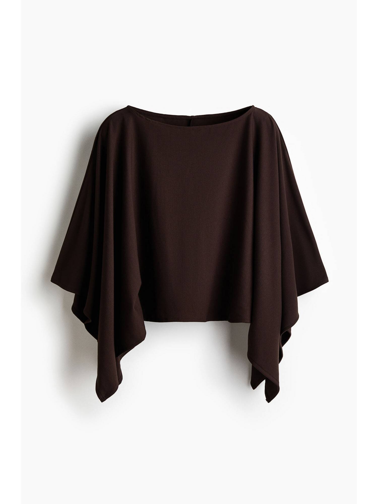 h&m Women Brown Viscose-Blend Cape Sleeves Top-picture-18