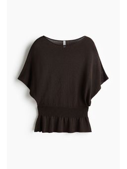 H&M - Women Brown Knitted Boat-Neck Top