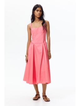 H&M - Women Pink Flared-Skirt Poplin Dress