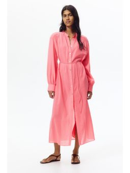 H&M - Women Pink Tie-Belt Tunic Dress