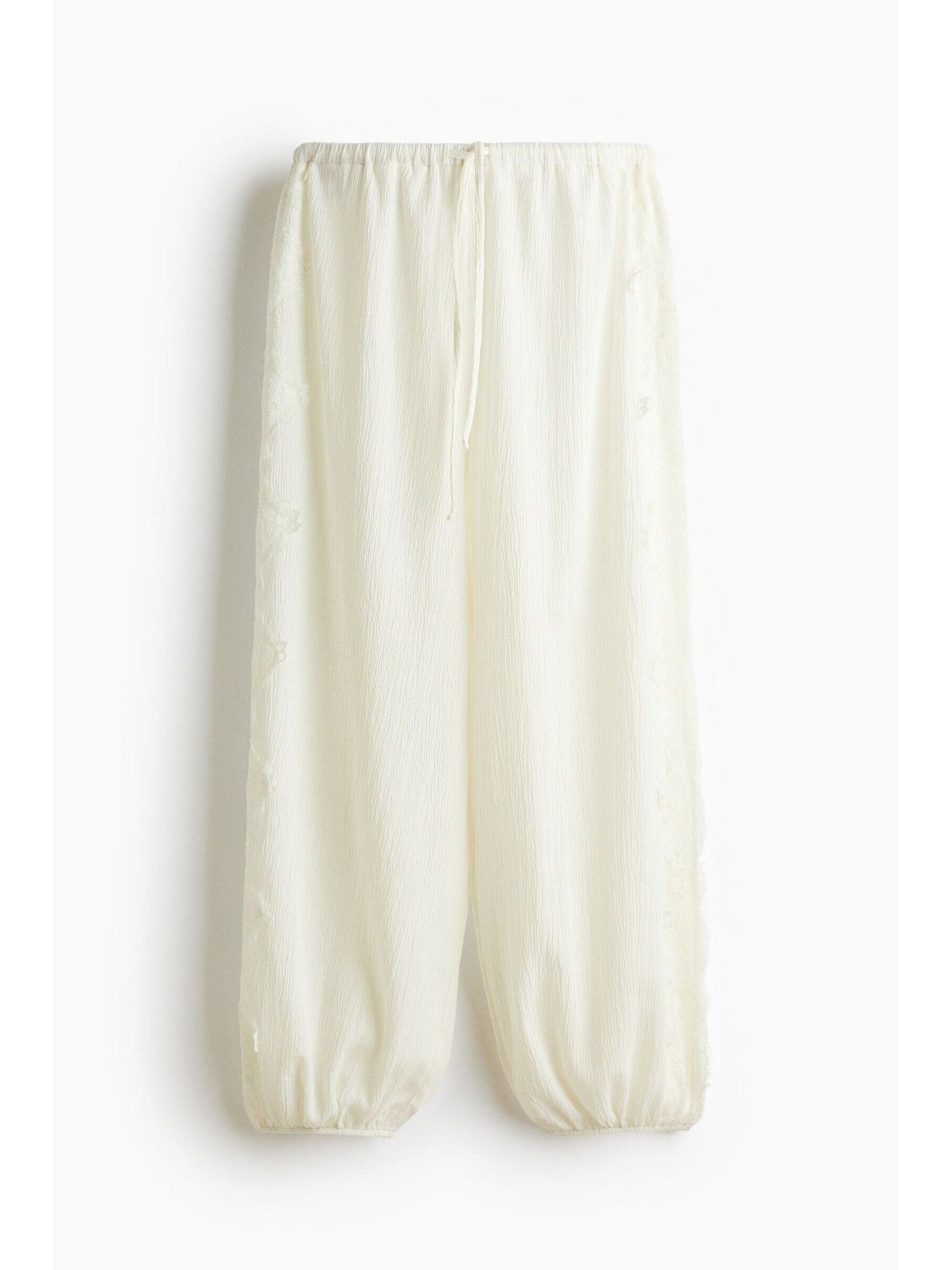 h&m Women White Lace-Trimmed Balloon Joggers-picture-11