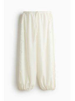 H&M - Women White Lace-Trimmed Balloon Joggers