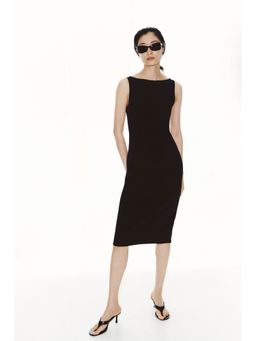 H&M - Women Black Boat-Neck Jersey Dress