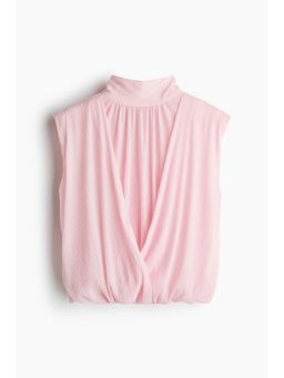 H&M - Women Pink Cropped Bubble-Hem Top