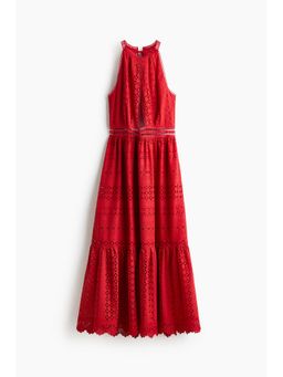H&M - Women Red Broderie Anglaise Cut-Out Dress