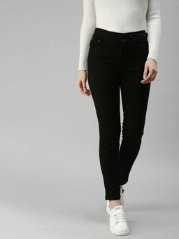 SHOWOFFFF - Womens Straight Fit Clean Look Black Jeans