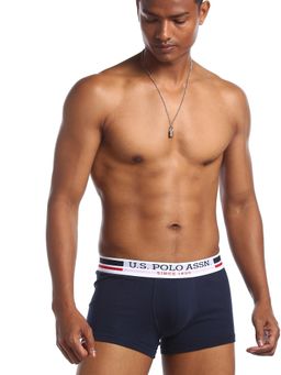 U.S. POLO ASSN. - Men Navy I641 Mid-waist Solid Cotton Trunks
